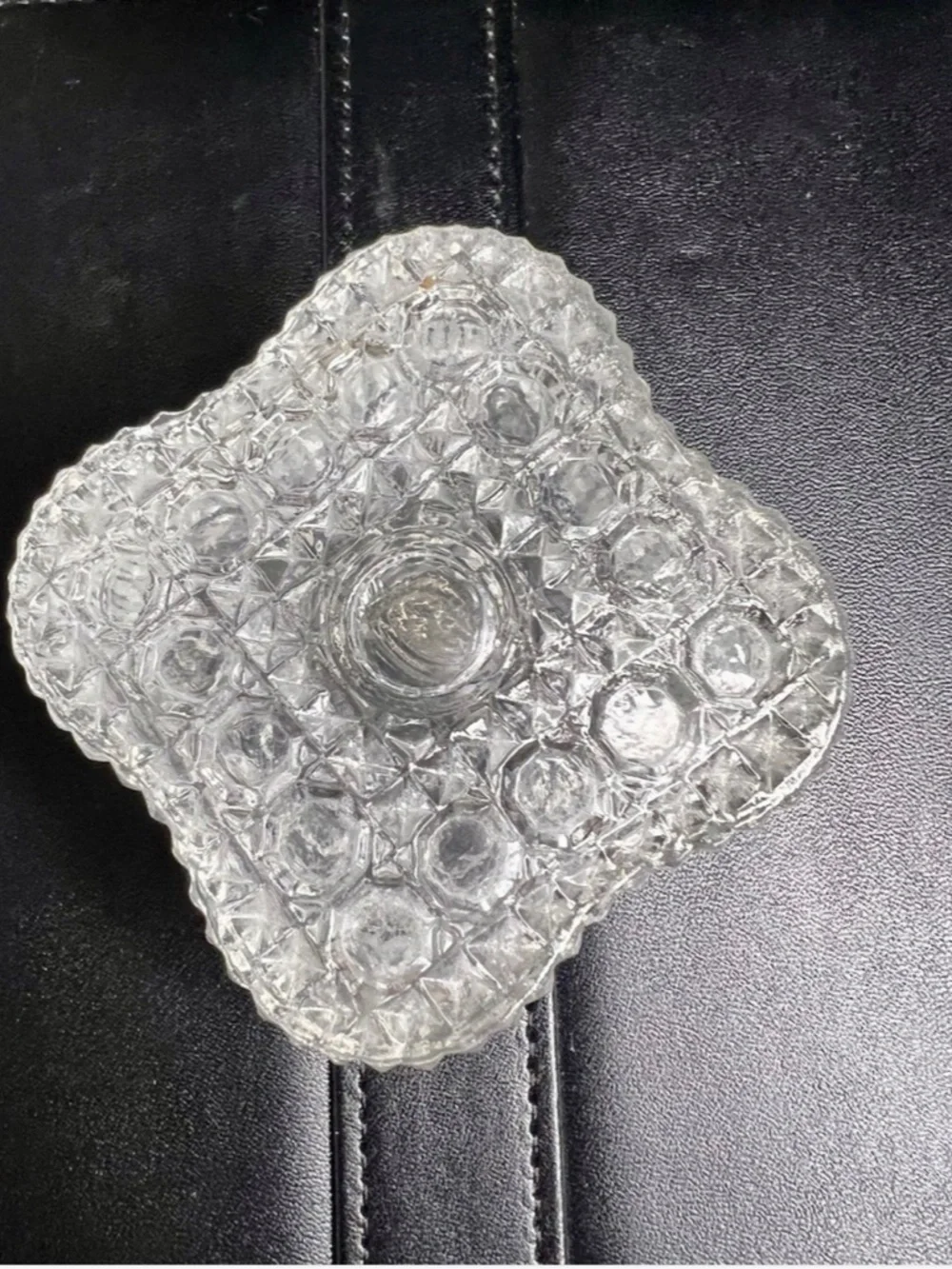 Vintage Square Cut Glass Jewelry Trinket Vanity Ring Box 2 ½”